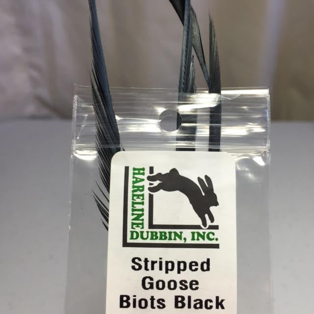 1 Yard Stripped Goose Biot Wing Feather Trims - Black
