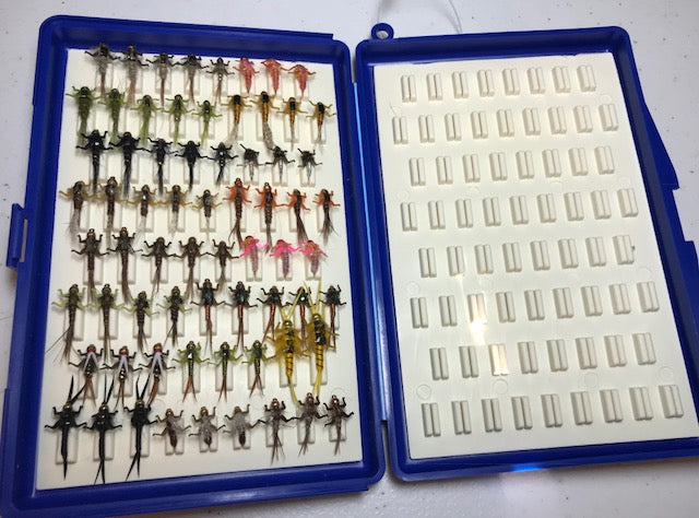 Bug Luggage Big Box Half Full (68 Barbed Flies @ approximately 1.35/fl –  Lively Legz Fly Fishing