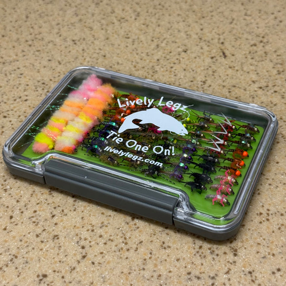 Lively Legz Steelhead & Big Stockies Series 2x Strong Barbed/ Tungsten Small Slim Fly Box (74 Flies)