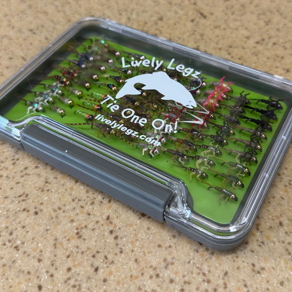 Lively Legz Barbless/ Tungsten Small Nymph Box (Preloaded with 74 Flies)