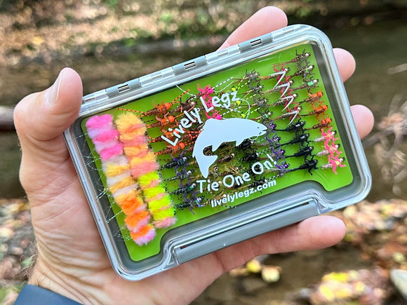 Lively Legz Barbed/ Tungsten Slim Steelhead & Big Stockies 2x Strong Fly Box (74 Barbed Flies)