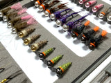 Lively Legz Barbless/Tungsten Slim Euro Nymph Box (50 Barbless Euro Jig Flies)