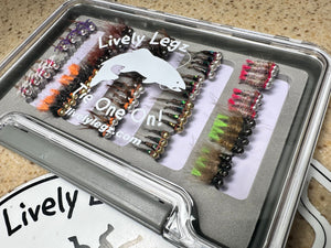 Lively Legz Barbless/ Tungsten Fast Water Series Euro Nymph Box (Small Slim Box Preloaded with 72 Flies)