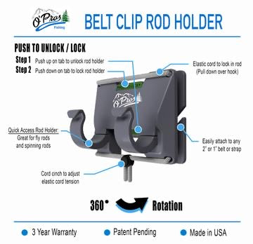 3rd Hand Rod Holder by O'Pros/ Belt Clip Rod Holder with slide lock – Lively Legz Fly Fishing