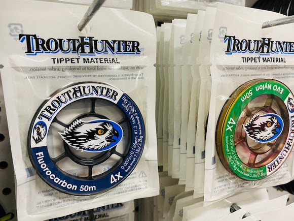 TroutHunter EVO Nylon and Fluorocarbon Tippet 50m Spools – Lively Legz Fly  Fishing